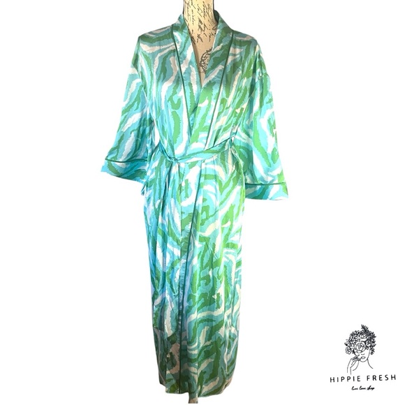 DVF xTarget Diane Von Furstenberg Satin Disco Zebra Green Robe Size S - Picture 4 of 8